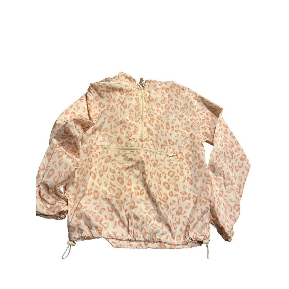 Threads Supply Pullover Anorak Jacket Pink‎ Leopard Print Lightweight Size S